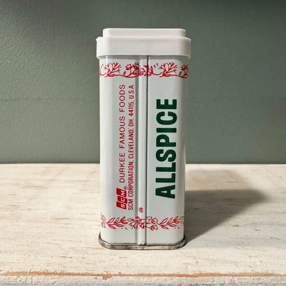 Vintage Durkee Ground Allspice Metal Spice Container Tin | Cottagecore Decor